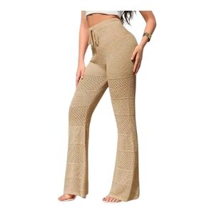 PLUS SIZE Women's Tan Knit Flare Pants